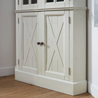 Corner Cabinet - Off-White - Glass & Wood Doors
