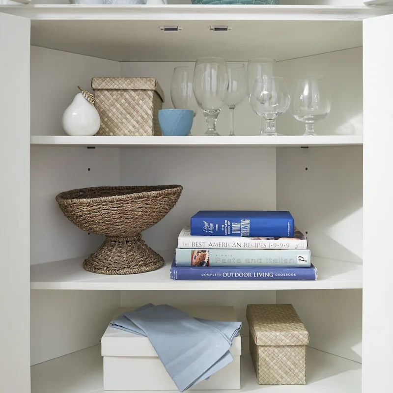 Corner Cabinet - Off-White - Glass & Wood Doors