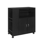 Kitchen Island Rolling Cart on Wheels with Storage Cabinet (Black)