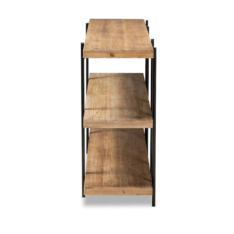 Tarah Brown Finished Wood and Black Finished Metal Console Table