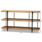 Tarah Brown Finished Wood and Black Finished Metal Console Table