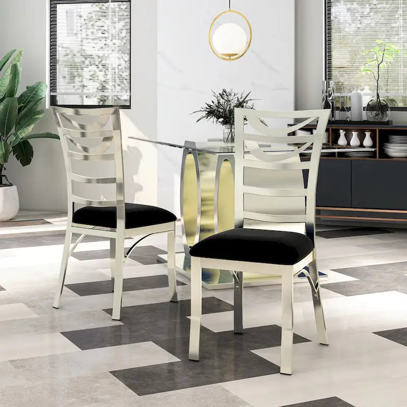 Caia Modern Silver Metal Dining Chairs (Set of 2) by Furniture of America