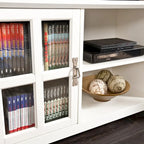 White Media TV Stand with Windowpane Cabinets - 52 Inch for TVs up to 50"