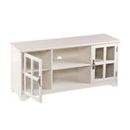 White Media TV Stand with Windowpane Cabinets - 52 Inch for TVs up to 50"