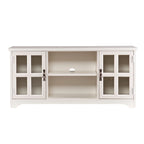 White Media TV Stand with Windowpane Cabinets - 52 Inch for TVs up to 50"