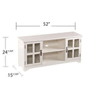 White Media TV Stand with Windowpane Cabinets - 52 Inch for TVs up to 50"