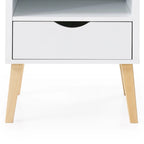 Mid-Century Modern Jeff Night Stand End Table White Wood Bedside Table