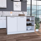 Gladiolus Kitchen Island, Two Cabinets, Three Open Shelves