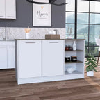  Gladiolus Kitchen Island, Two Cabinets, Three Open Shelves
