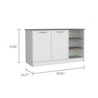 Gladiolus Kitchen Island, Two Cabinets, Three Open Shelves