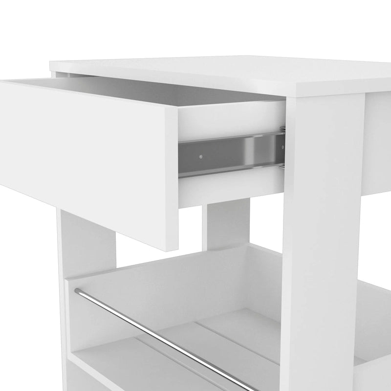 Gladiolus Kitchen Island, Two Cabinets, Three Open Shelves