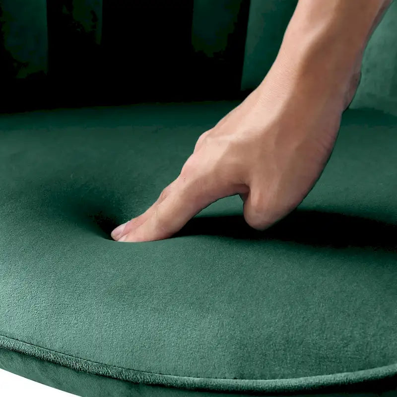 HomeRoots 23 Green Velvet And Gold Swivel Arm Chair - 23