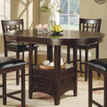 Espresso Extendable Counter-Hight Dining Table with Storage Base