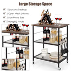 3 Tier Kitchen Rolling Microwave Cart Bar Service Cart with Wheels