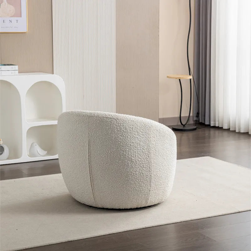 Swivel Barrel Chair - 360° Rotation - Boucle Fabric
