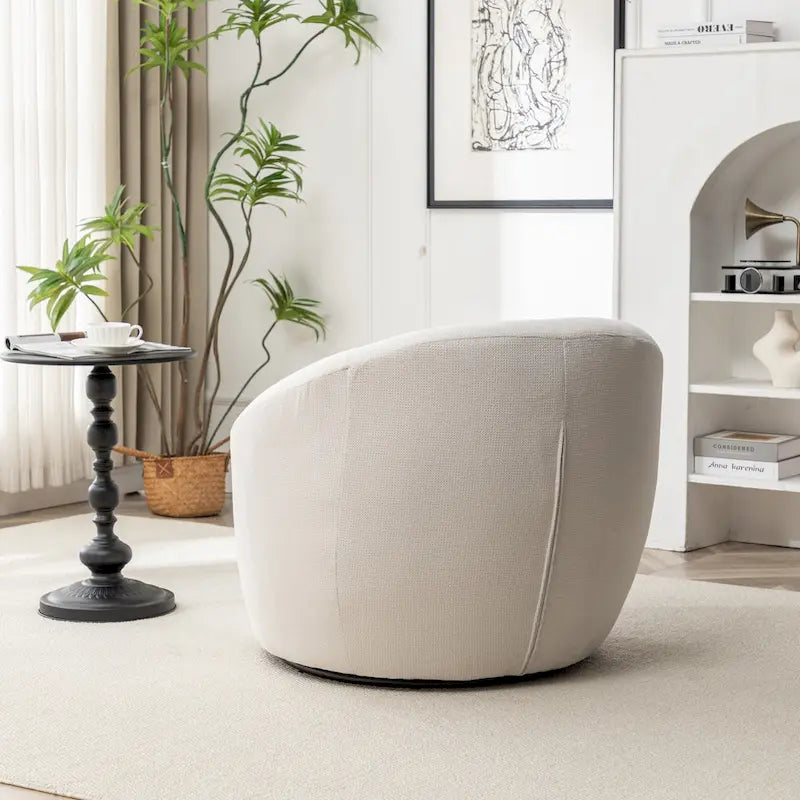 Swivel Barrel Chair - 360° Rotation - Boucle Fabric