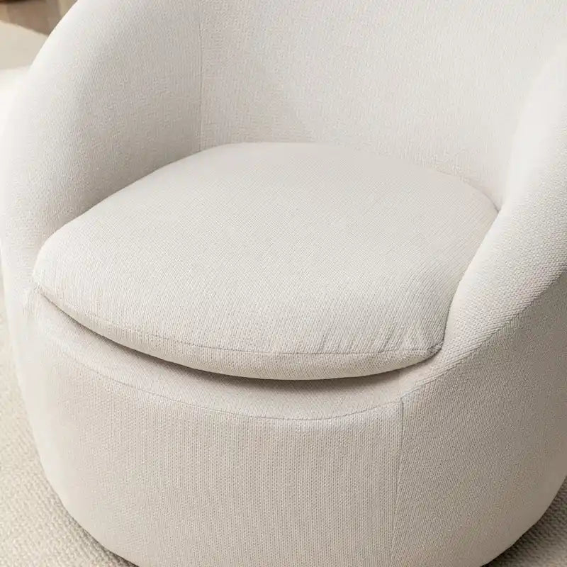 Swivel Barrel Chair - 360° Rotation - Boucle Fabric