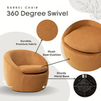 Swivel Barrel Chair - 360° Rotation - Boucle Fabric