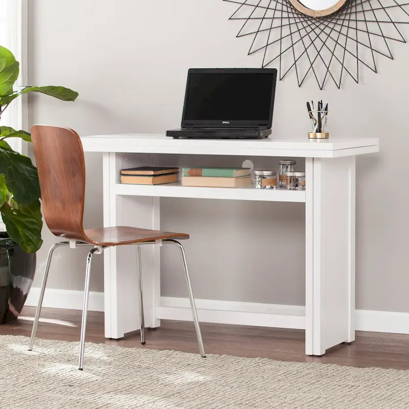 SEI Furniture Kleberg White Convertible Console to Dining Table