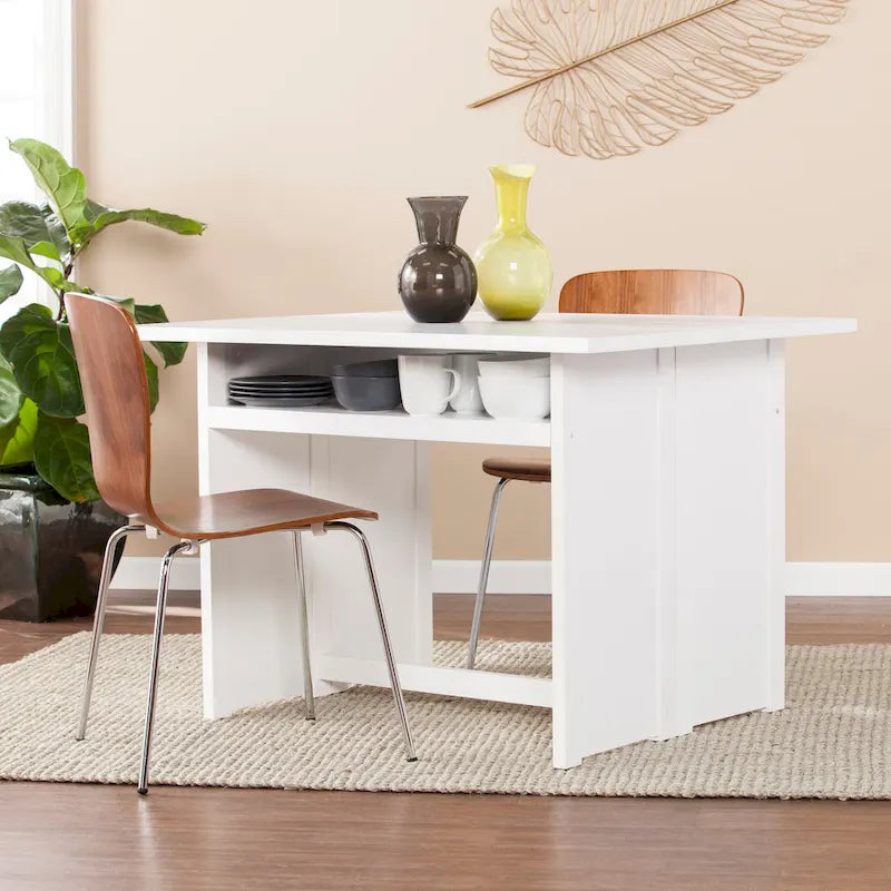 SEI Furniture Kleberg White Convertible Console to Dining Table