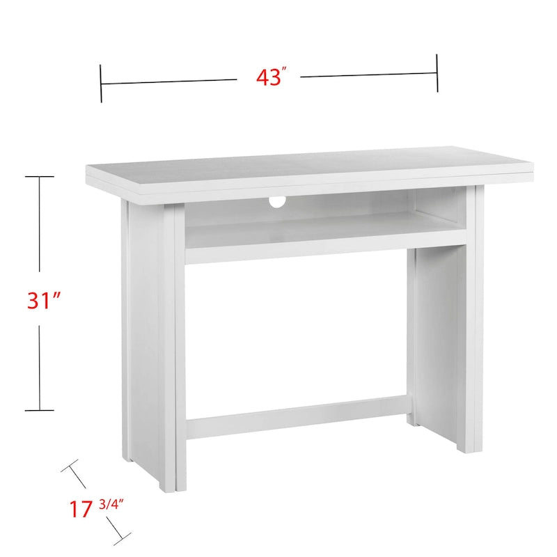 SEI Furniture Kleberg White Convertible Console to Dining Table