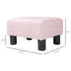 Dark Blue Linen Footrest Ottoman - Rectangle Cube Design
