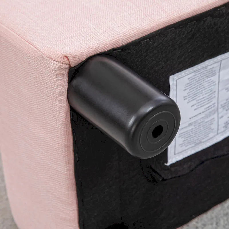 Dark Blue Linen Footrest Ottoman - Rectangle Cube Design