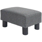 Dark Blue Linen Footrest Ottoman - Rectangle Cube Design