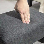 Dark Blue Linen Footrest Ottoman - Rectangle Cube Design