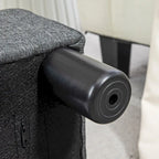 Dark Blue Linen Footrest Ottoman - Rectangle Cube Design