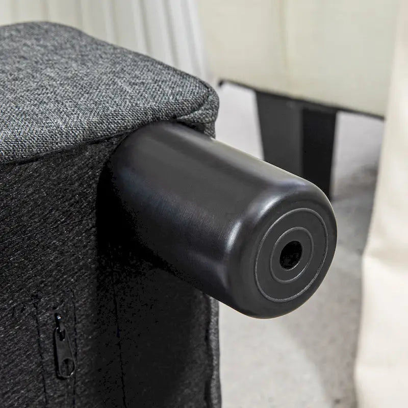 Dark Blue Linen Footrest Ottoman - Rectangle Cube Design