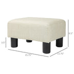 Dark Blue Linen Footrest Ottoman - Rectangle Cube Design