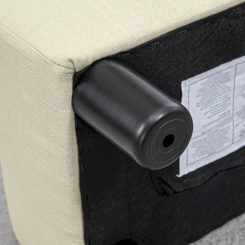 Dark Blue Linen Footrest Ottoman - Rectangle Cube Design