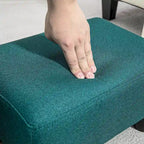 Dark Blue Linen Footrest Ottoman - Rectangle Cube Design