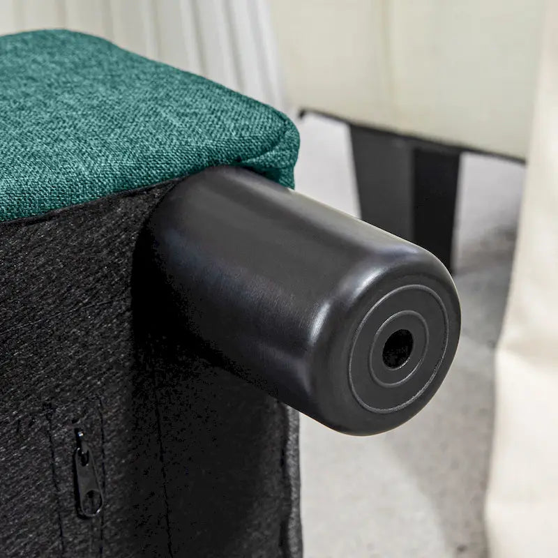 Dark Blue Linen Footrest Ottoman - Rectangle Cube Design