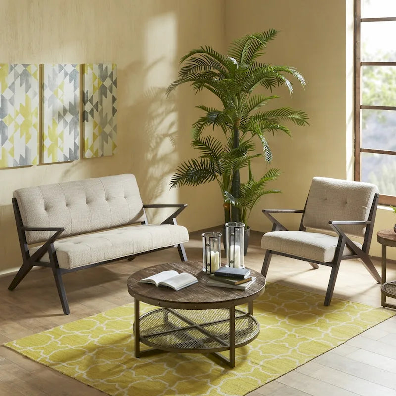 INK+IVY Rocket Upholstered Arm Chair with Angled Wood Frame