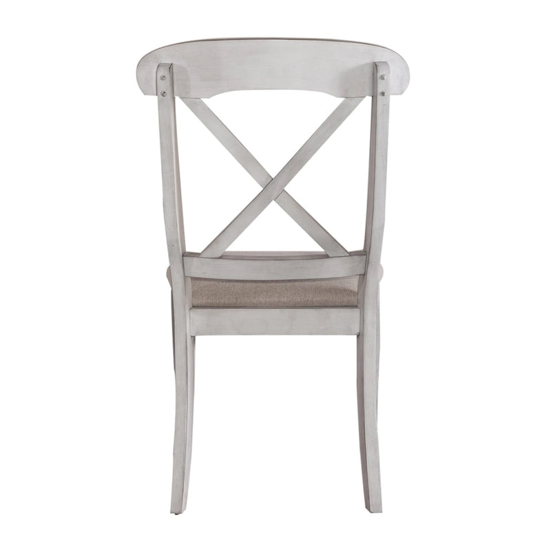 Ocean Isle Antique White Weathered Pine 5 Piece Pedestal Table Set
