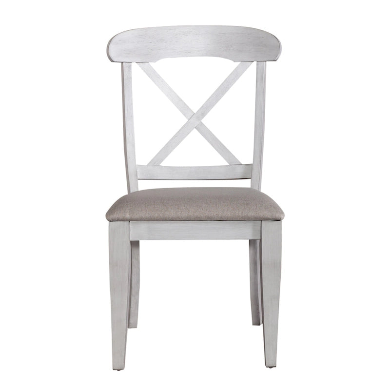 Ocean Isle Antique White Weathered Pine 5 Piece Pedestal Table Set