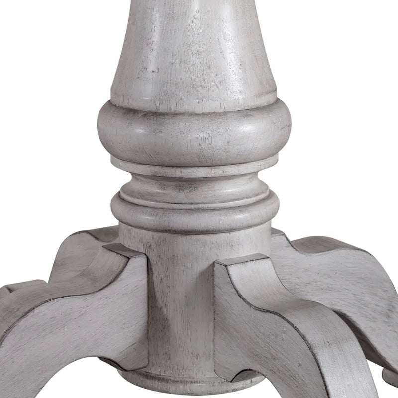 Ocean Isle Antique White Weathered Pine 5 Piece Pedestal Table Set