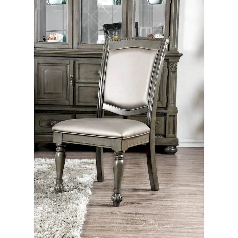 Tima Traditional Grey Faux Leather Dining Chairs (Set of 2) by Furniture of America
