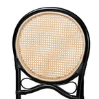 Ayana Mid-Century Modern Two-Tone Black and Natural Brown Rattan Dining Chair