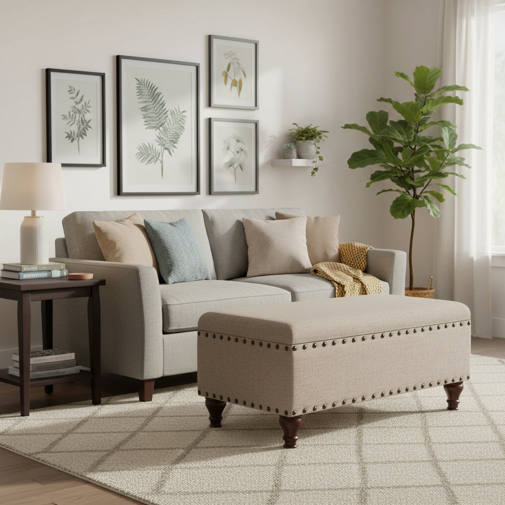 Copper Grove Raush Tufted Linen Storage Bench