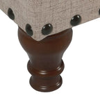 Storage Bench - Tan Linen - Tufted with Nailhead Trim