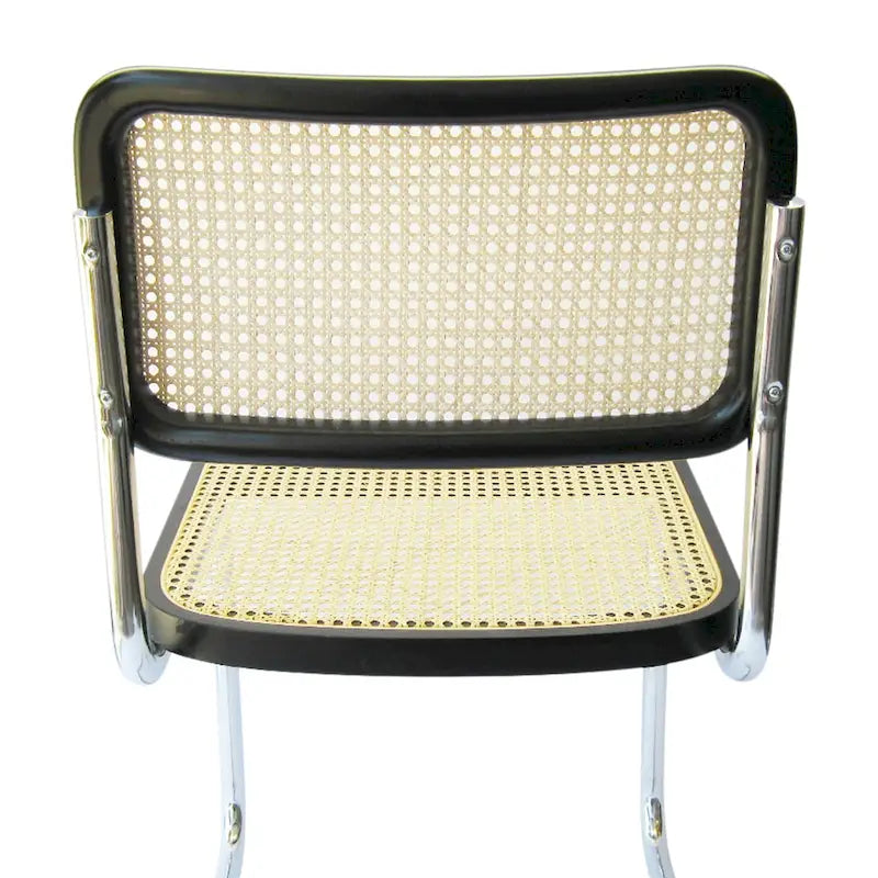 Breuer Chair Company Cesca Cane Dining Chair in Chrome and Black