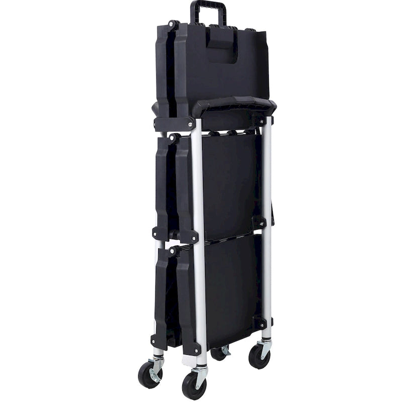 3-Tier Folding Collapsible Service Cart, 50 Lb Load Capacity per Shelf - 25.6Lx15.4Wx32.7H