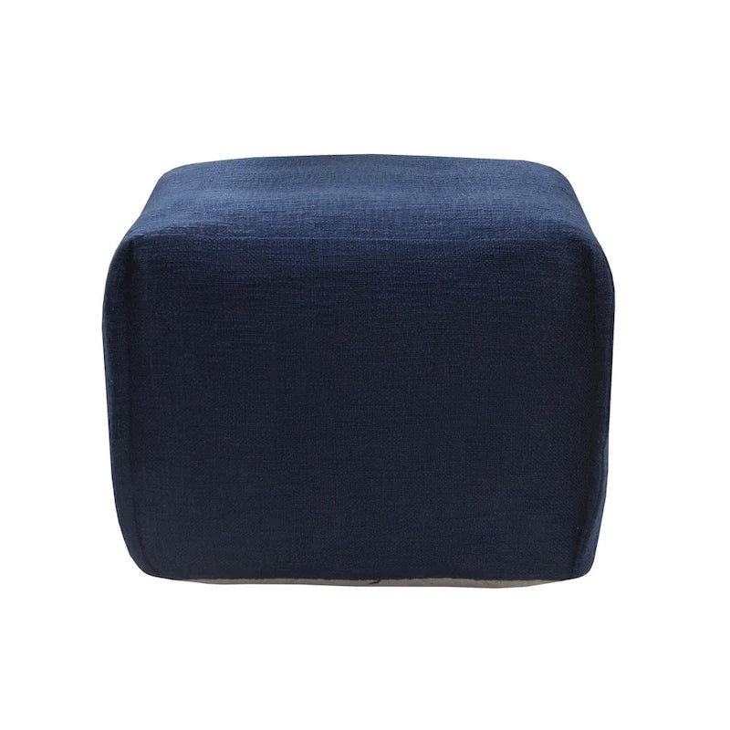 Sevita Handcrafted Solid Navy Pleated Pouf
