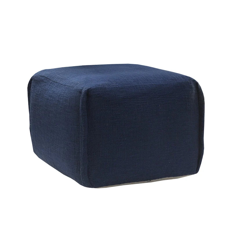 Sevita Handcrafted Solid Navy Pleated Pouf