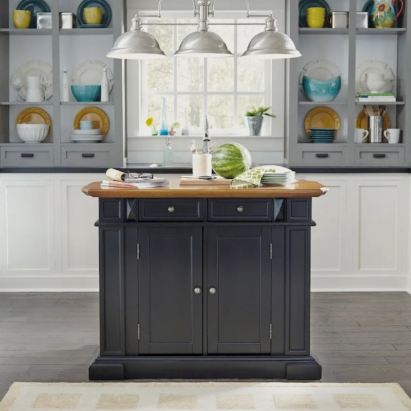 Warwick Black Distressed Oak Kitchen Island