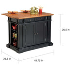 Warwick Black Distressed Oak Kitchen Island