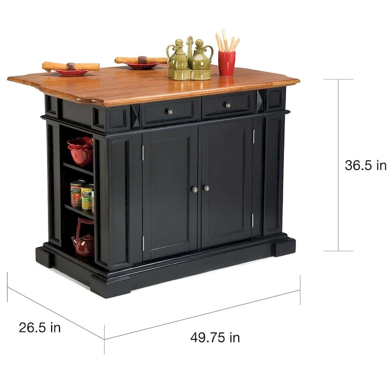 Warwick Black Distressed Oak Kitchen Island